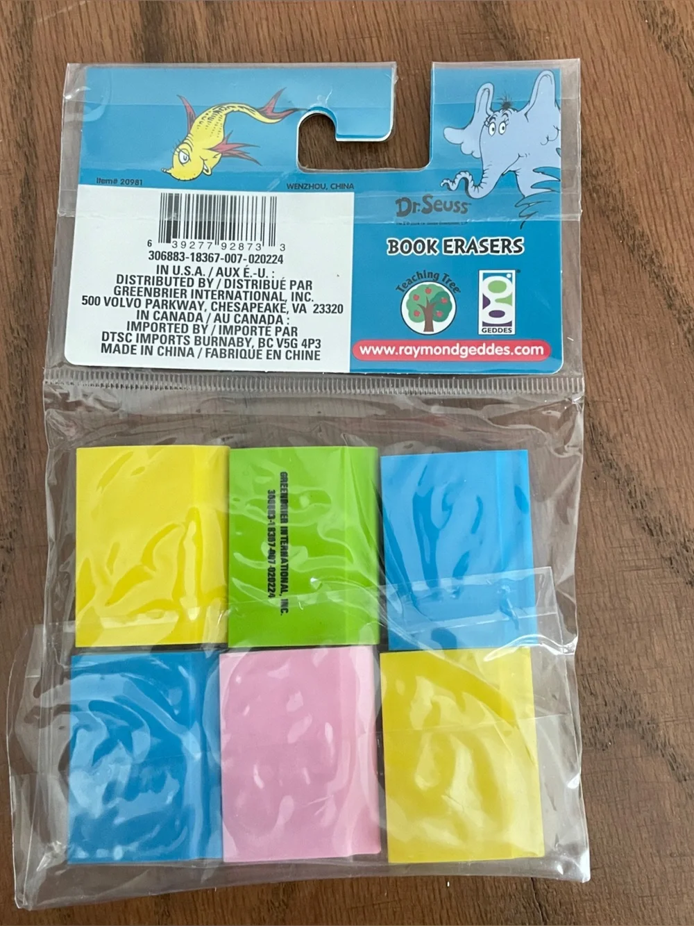 Dr Seuss Book themed Erasers Brand New